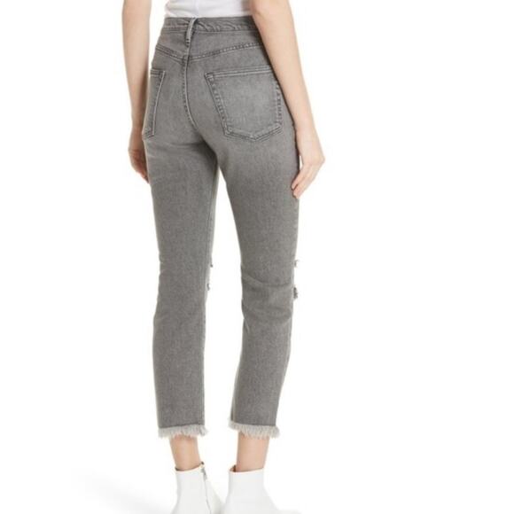 Frame Grey Distressed Le Original Raw Edge Cold Ash Relaxed Fit Jeans Size 24 - Picture 2 of 10